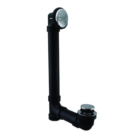 Westbrass 12" Sch. 40 ABS Bathtub Assembly with Tip-Toe Drain and 2-Hole Overflow, Polished Chrome D4931-26